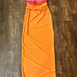Vibrant‎ Orange and Pink bodycon dress